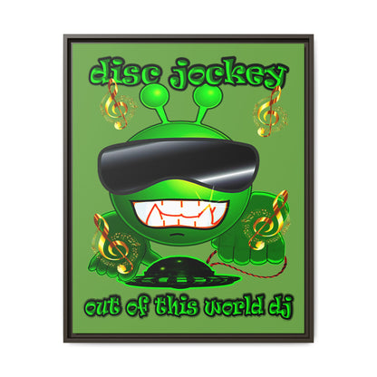 disc jockey - framed canvas art (green)