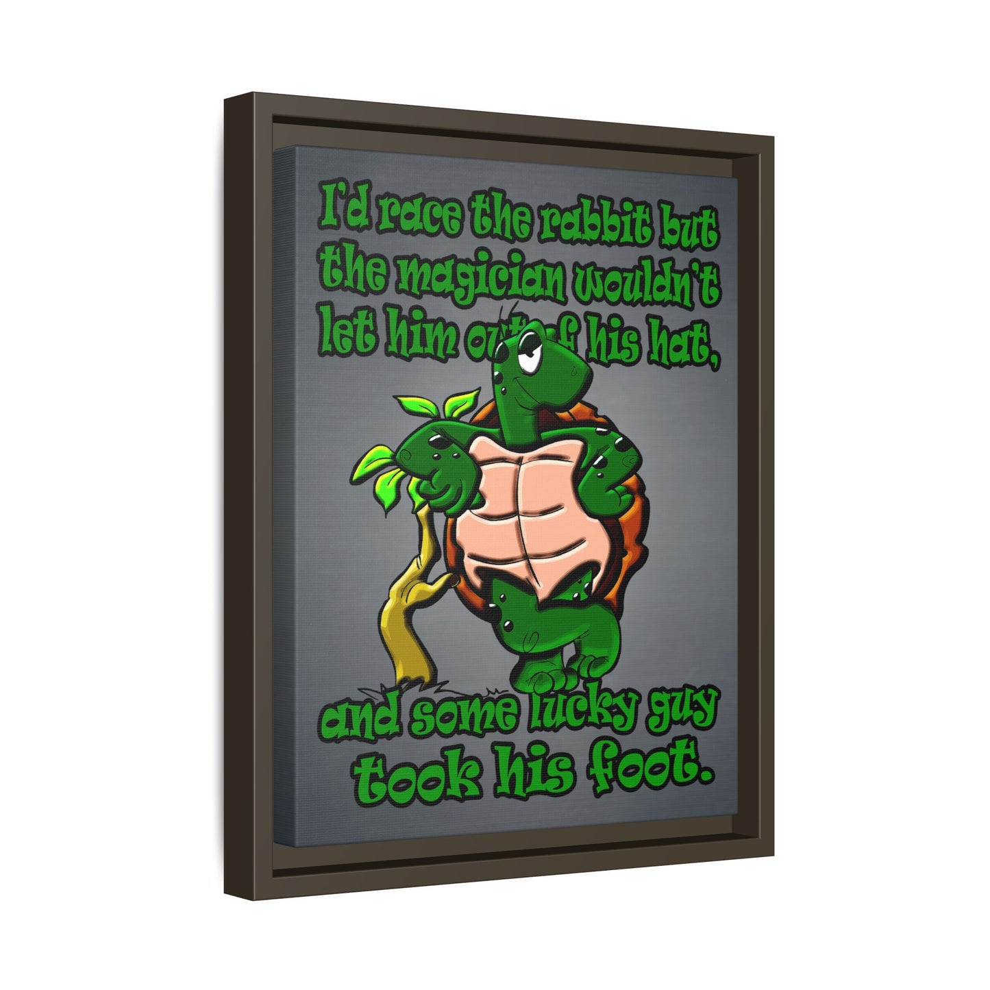 turtle race - framed canvas art (grey-light grey)