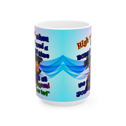 high noon - White Mug (light blue-pink wave)