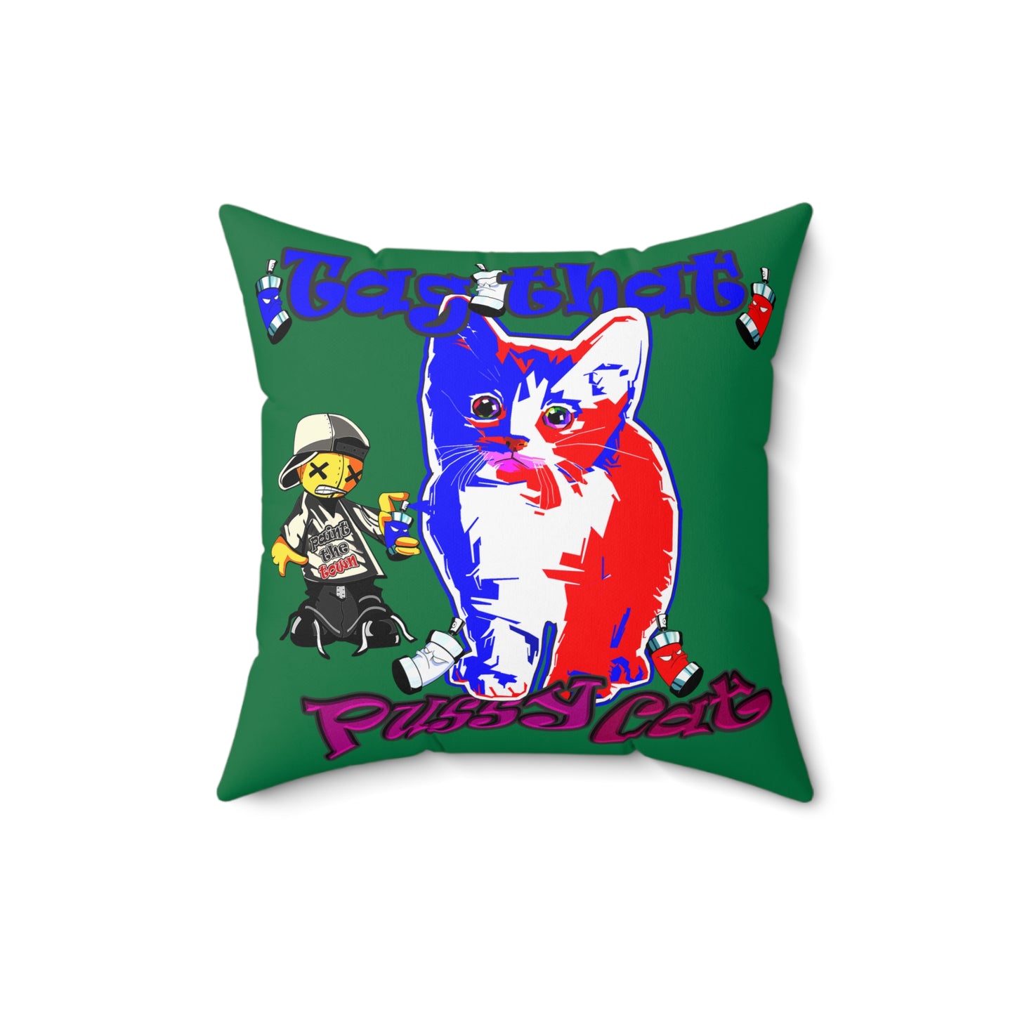 tag that - Spun Polyester Square Pillow - (dark green)