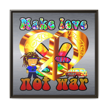 love peace - framed canvas art (brushed nickel)