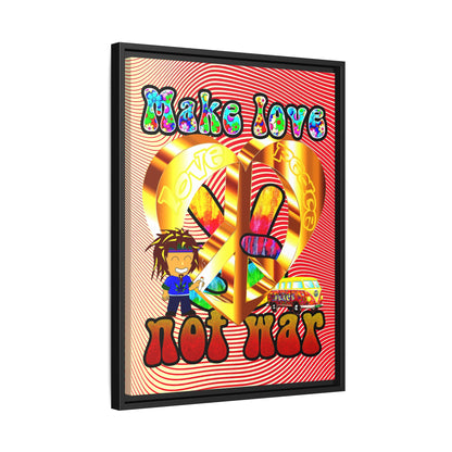 love peace - framed canvas art (yellow-orange wave)