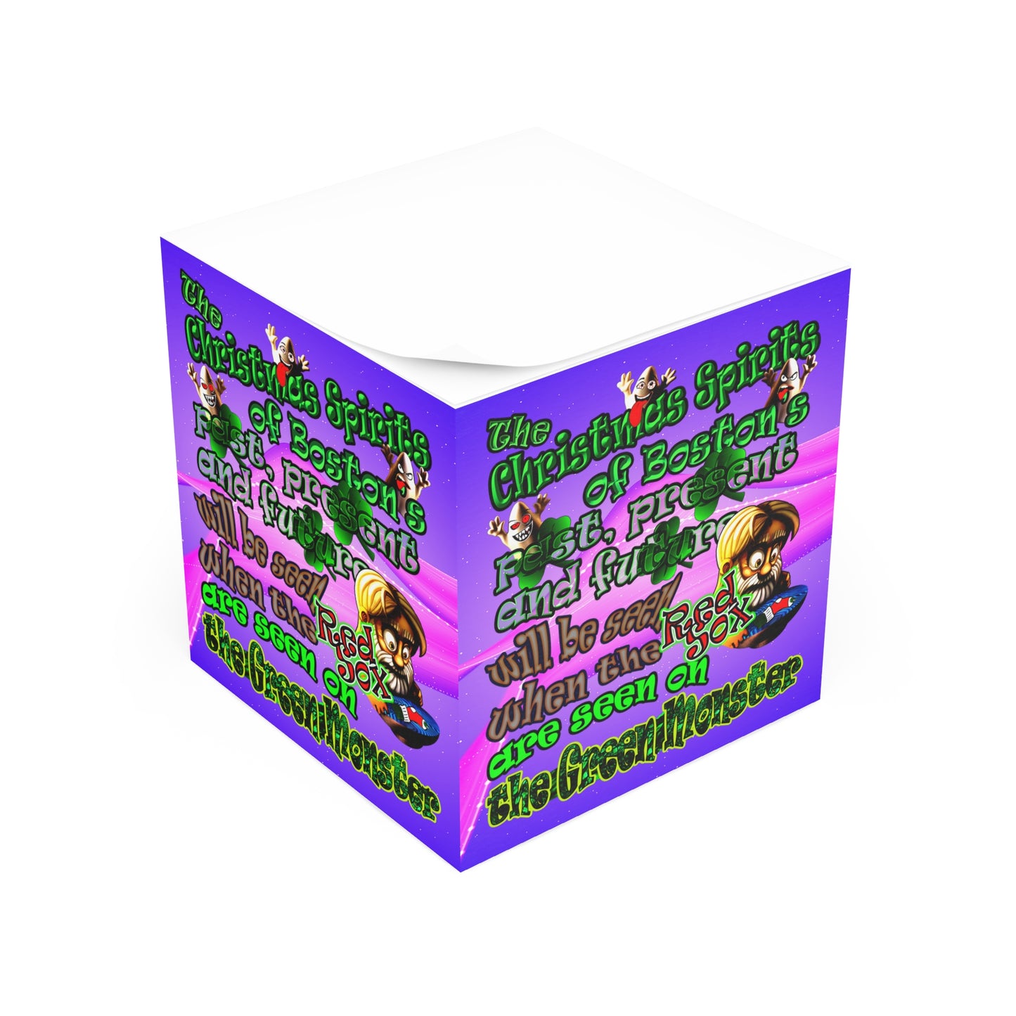 christmas spirits of boston - note cube (purple-pink wave)