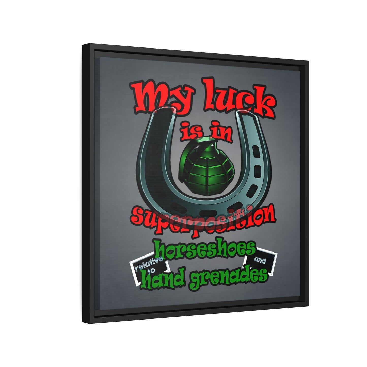 my luck - framed canvas art (grey-light grey)