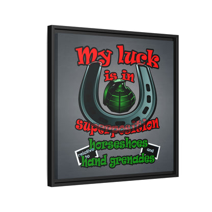 my luck - framed canvas art (grey-light grey)