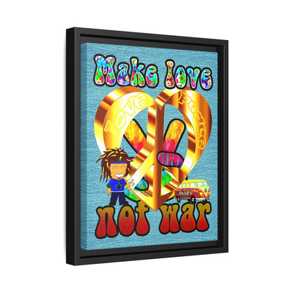 love peace - framed canvas art (faded blue)