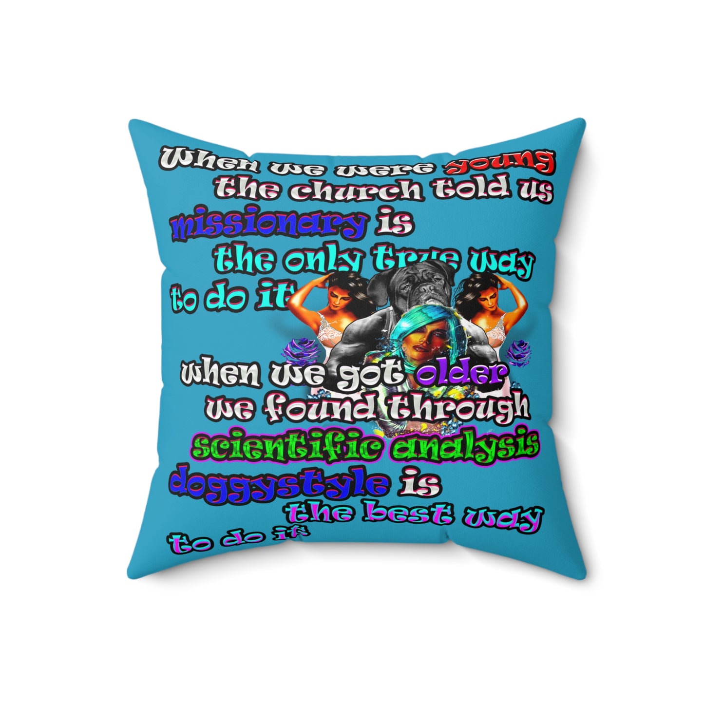 doggystyle - Spun Polyester Square Pillow - (turquoise)