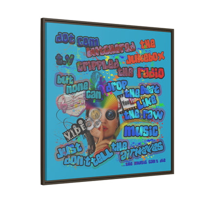 drop the beat - framed canvas art (turquoise)