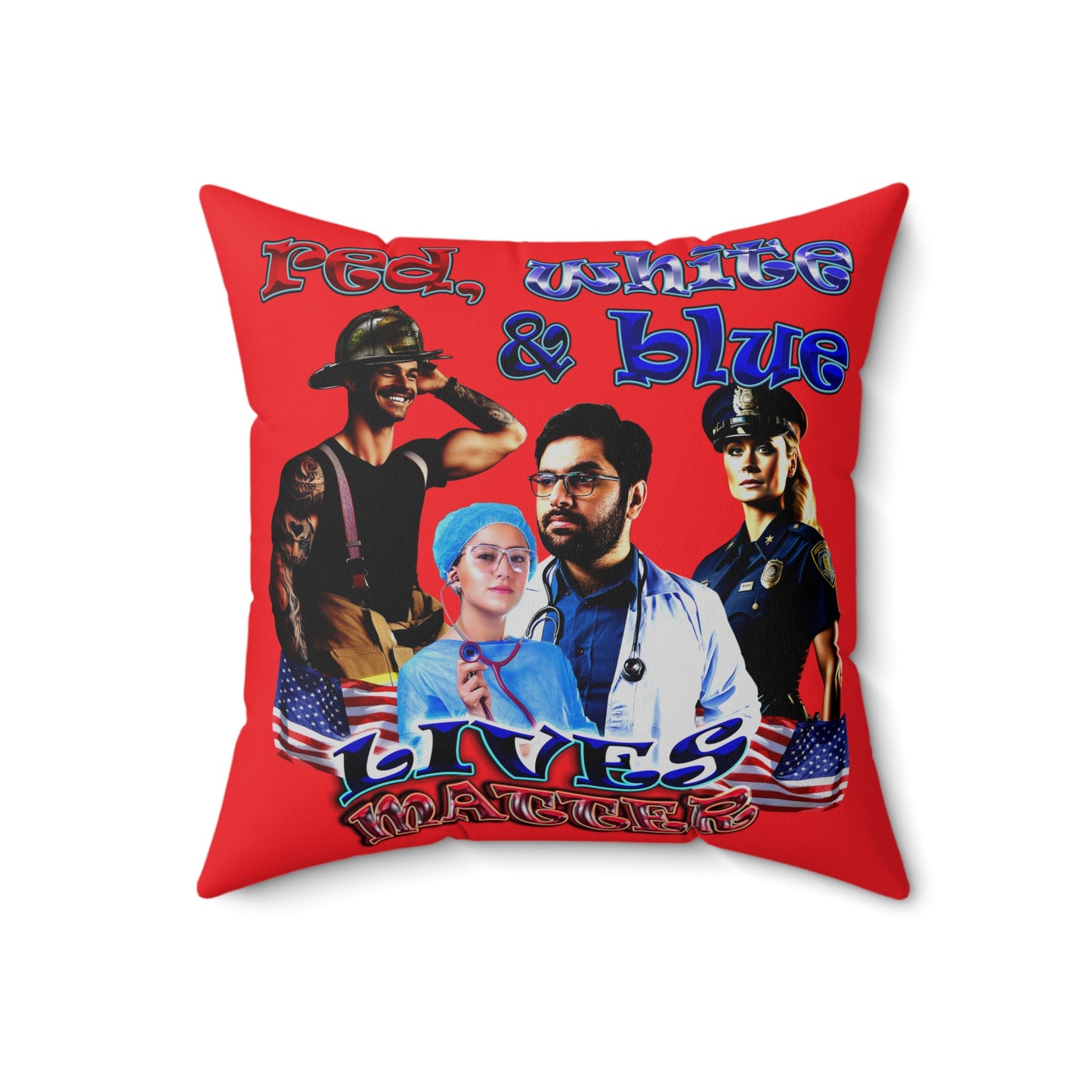 rw&b lives matter - Spun Polyester Square Pillow - (red)