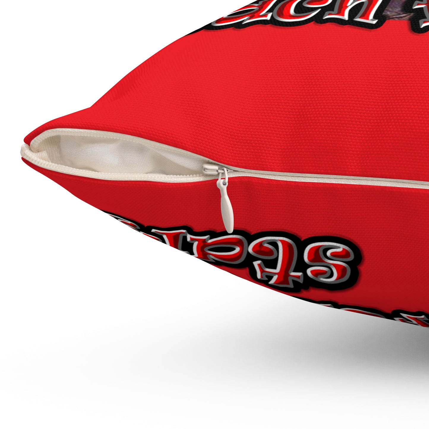 defy conquer reach - Spun Polyester Square Pillow - (red)