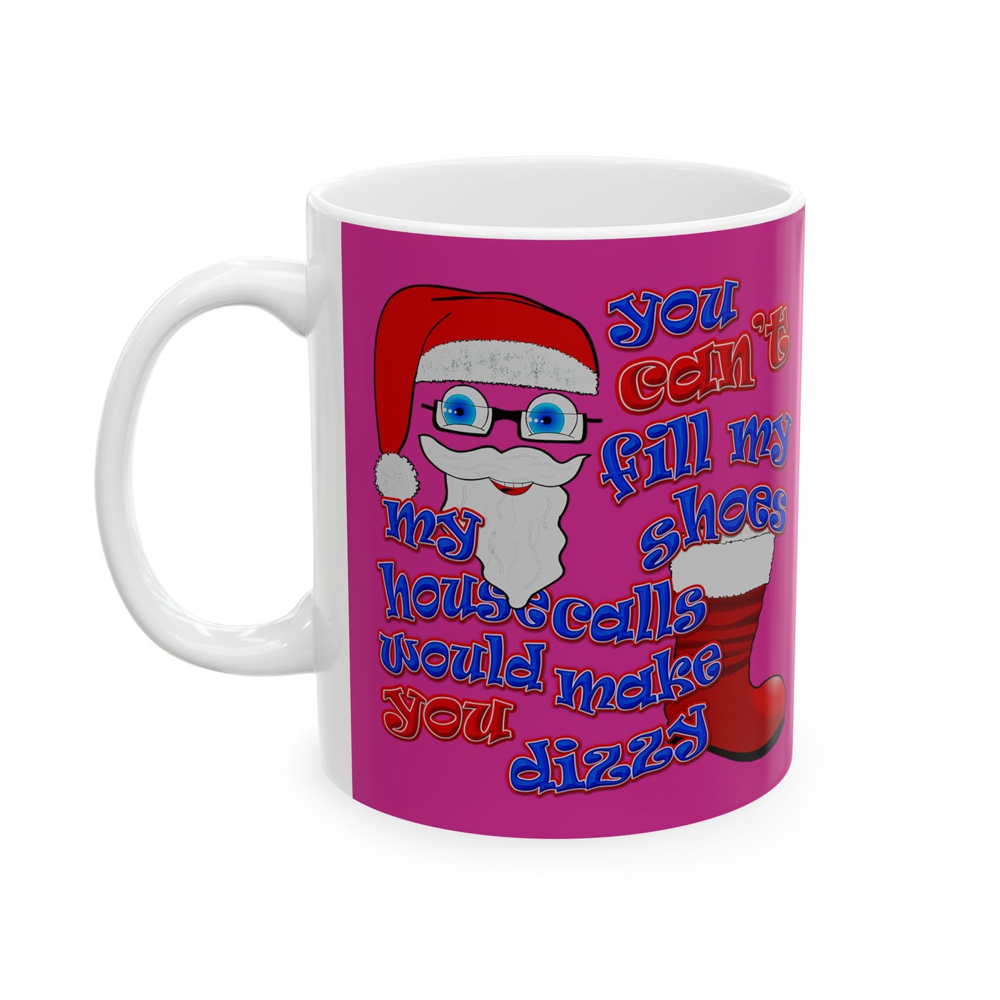 santa's shoes - White Mug (pink)