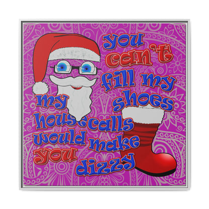 santa's shoes - framed canvas art (pink swirl)