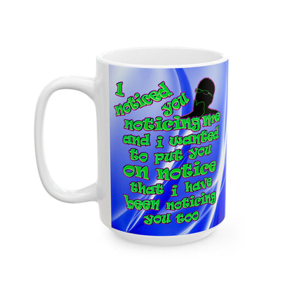 noticed you noticing - White Mug (blue-white wave)