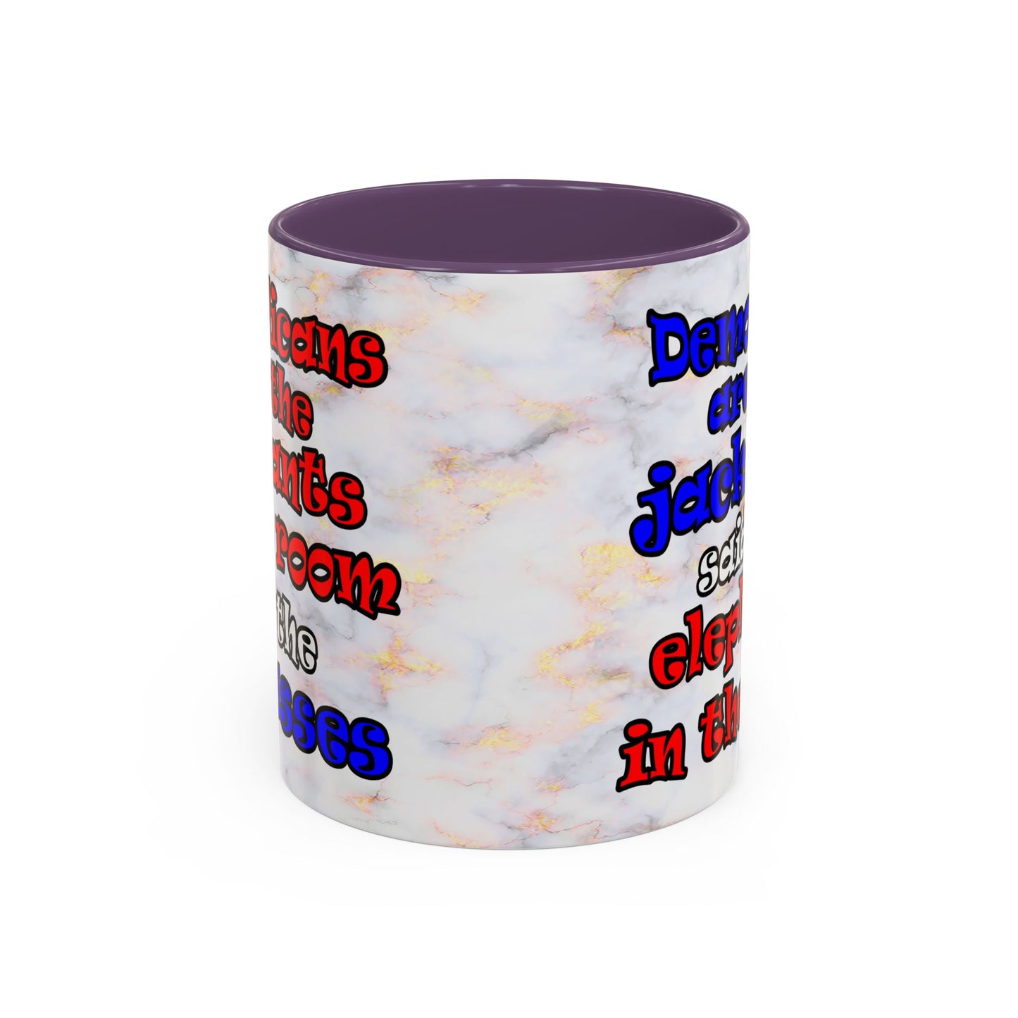 donkeys and elephants - Accent Mug (white marble)