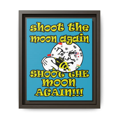 shoot the moon again - framed canvas art (turquoise)