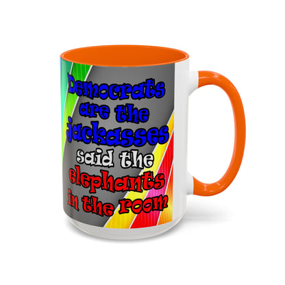 donkeys and elephants - Accent Mug (rainbow split)