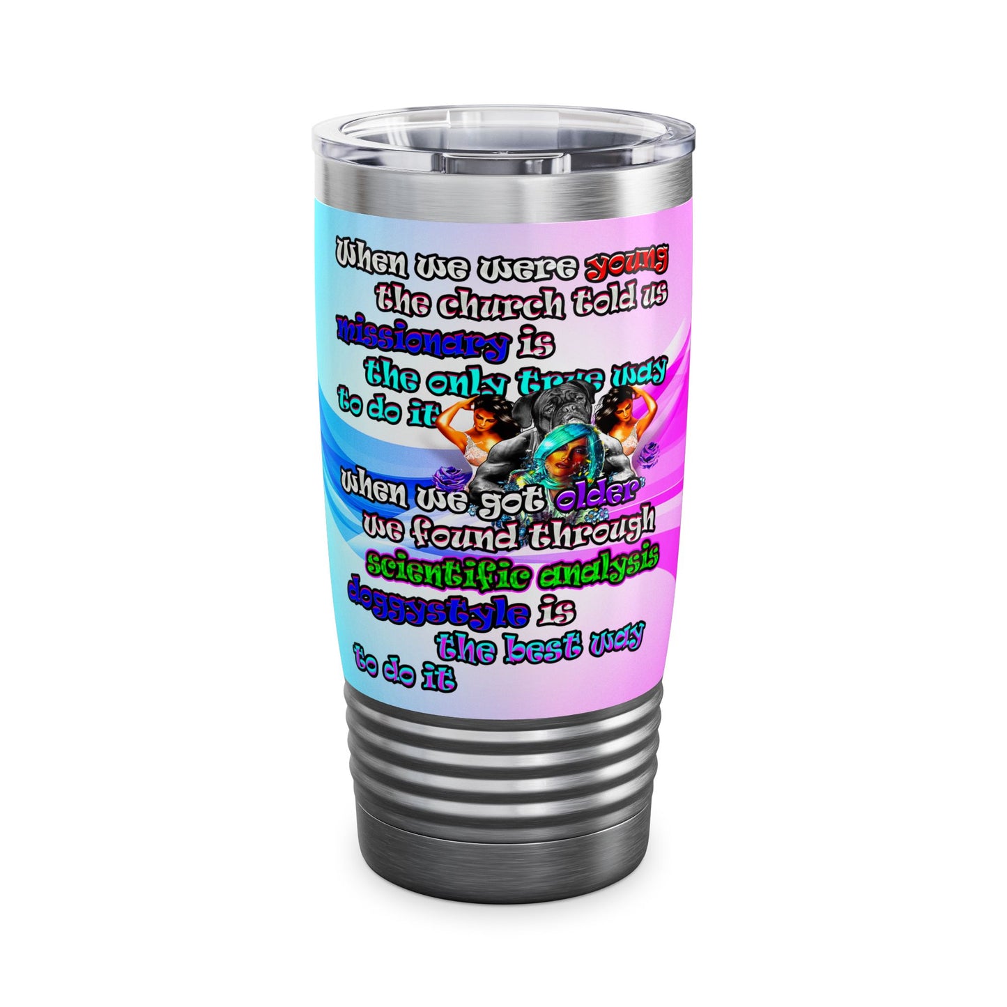 doggystyle - Ringneck Tumbler, 20oz (light blue-pink wave)