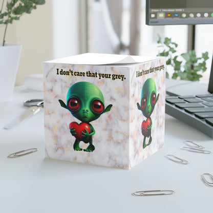 I don't care that your grey - note cube (white marble)