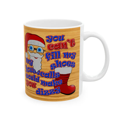 santa's shoes - White Mug (butterscotch wood finish)