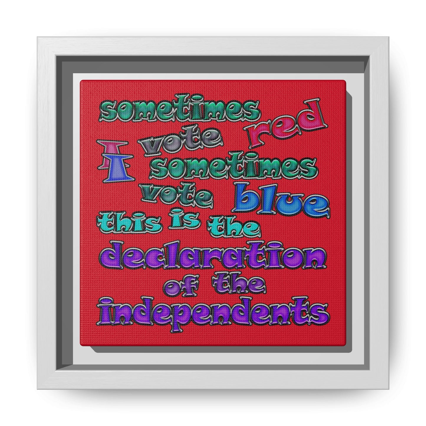 declaration of the independents - framed canvas art (dark red)