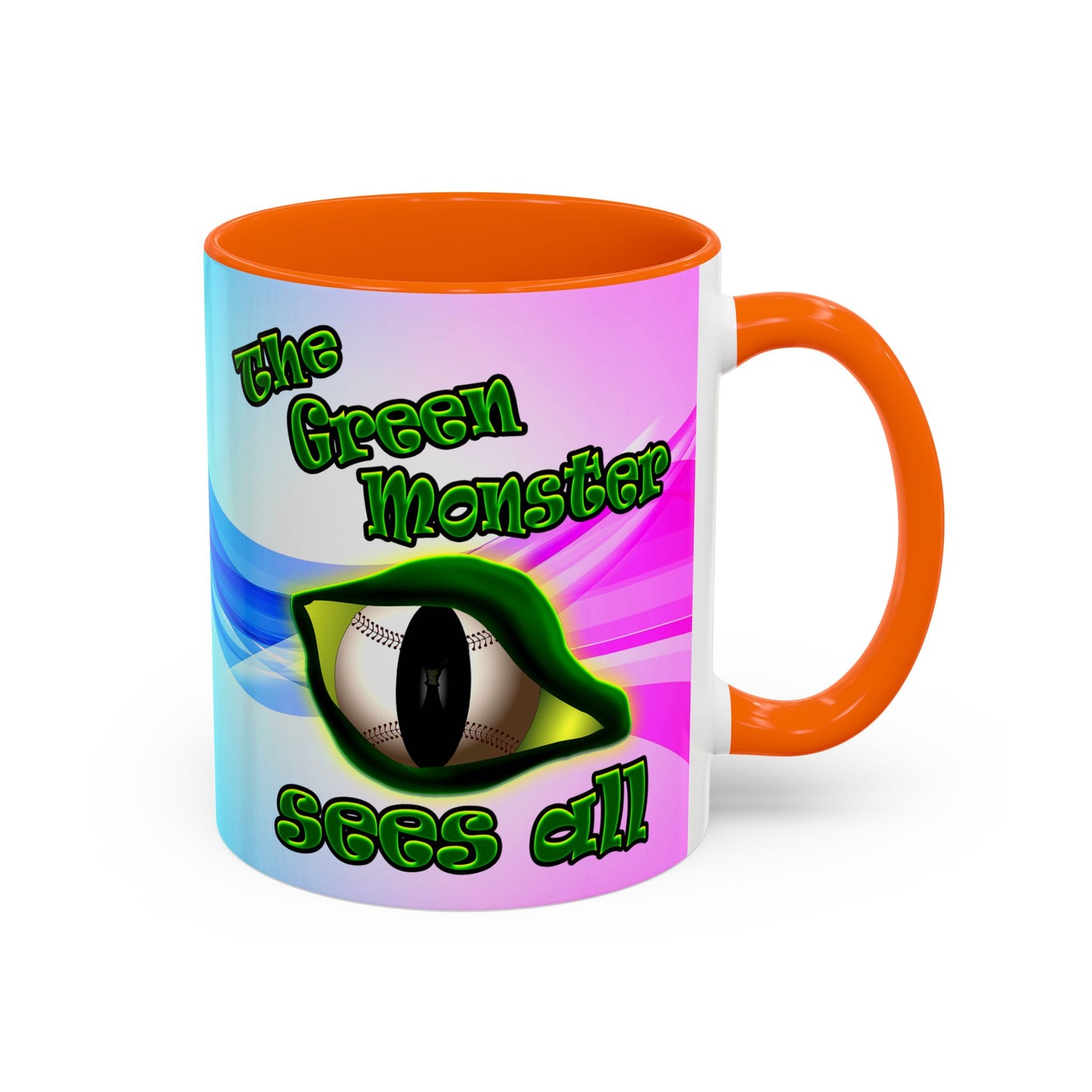 green monster - Accent Mug (light blue-pink wave)