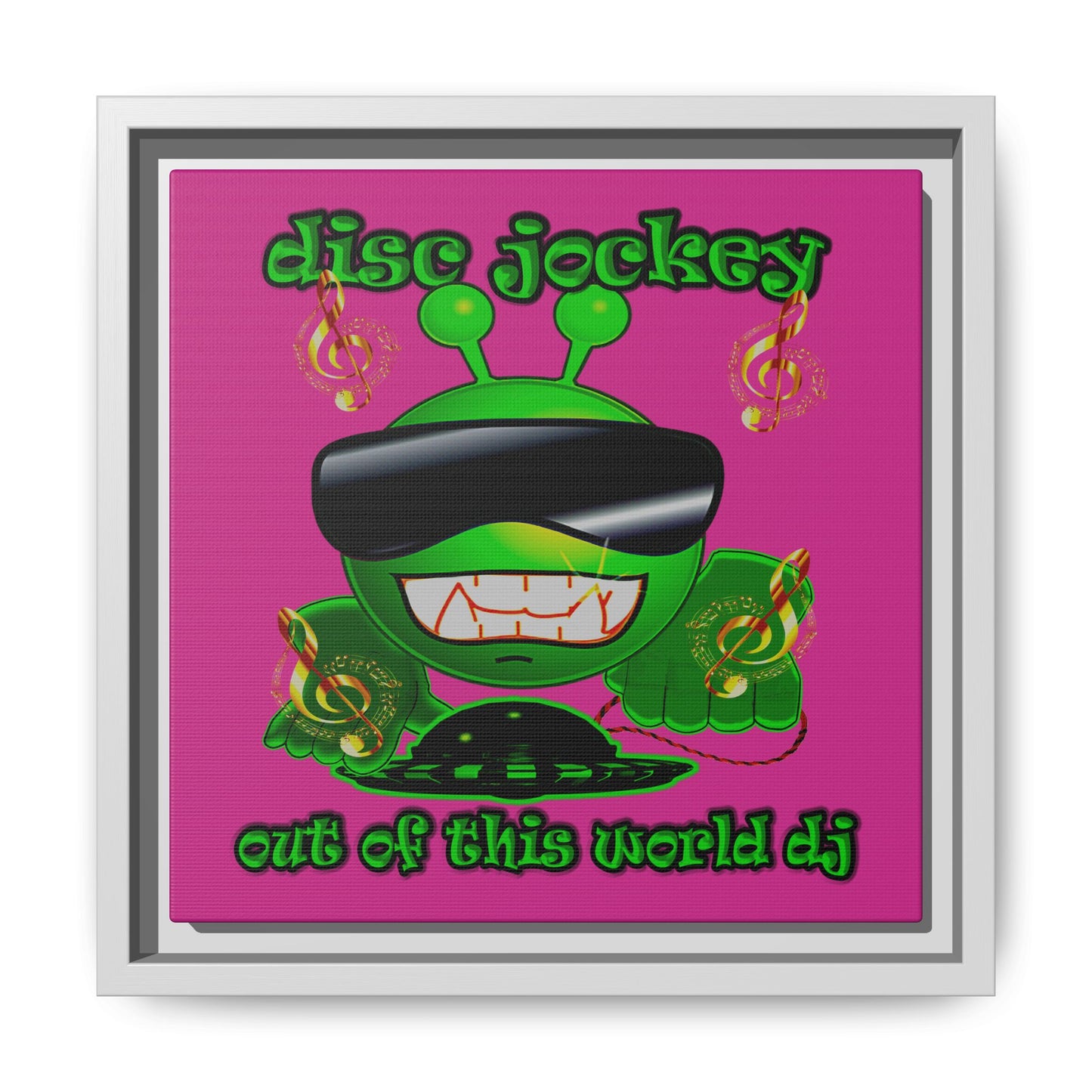 disc jockey - framed canvas art (pink)