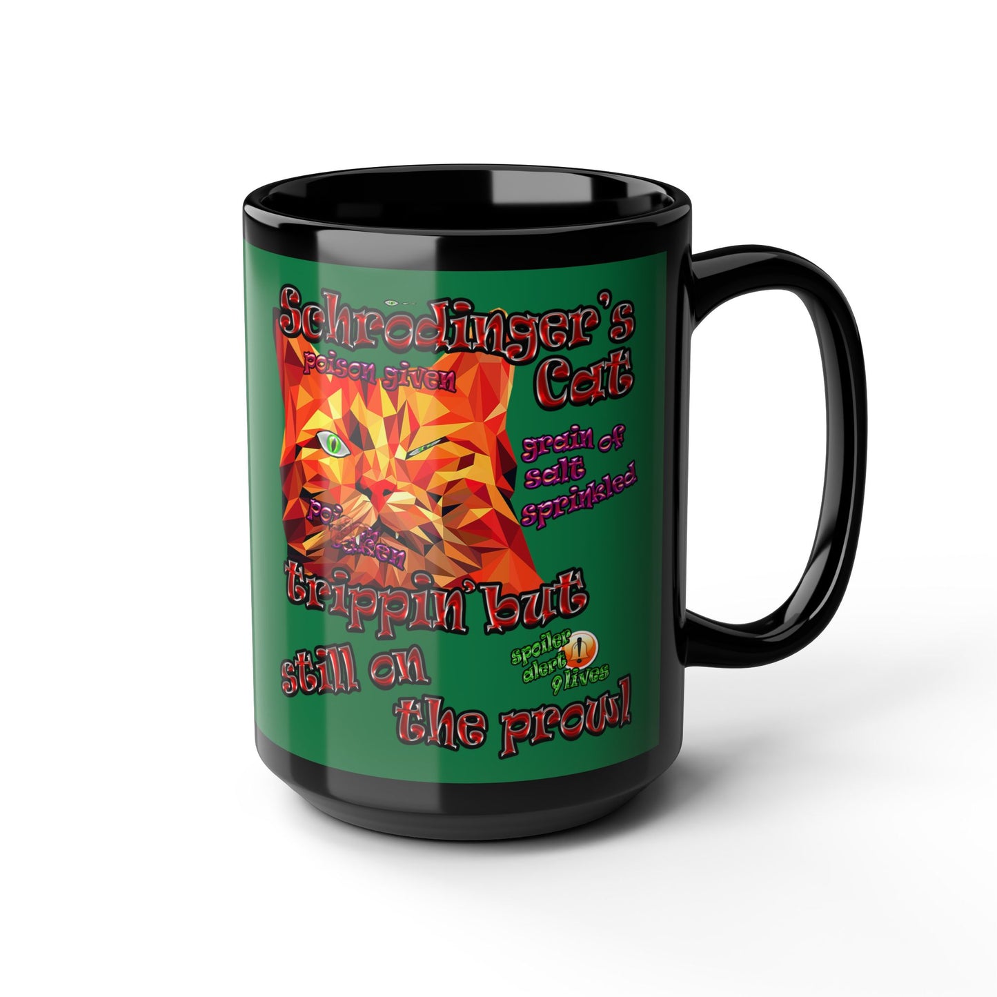 schrodinger's cat - Black Mug (dark green)