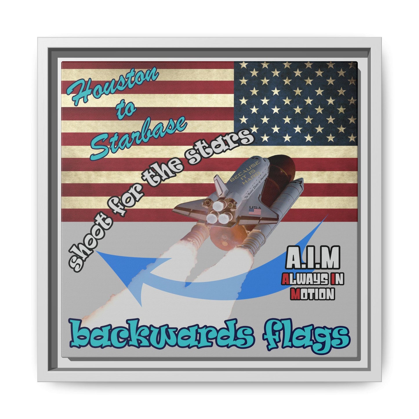 shoot for the stars - framed canvas art (light grey)