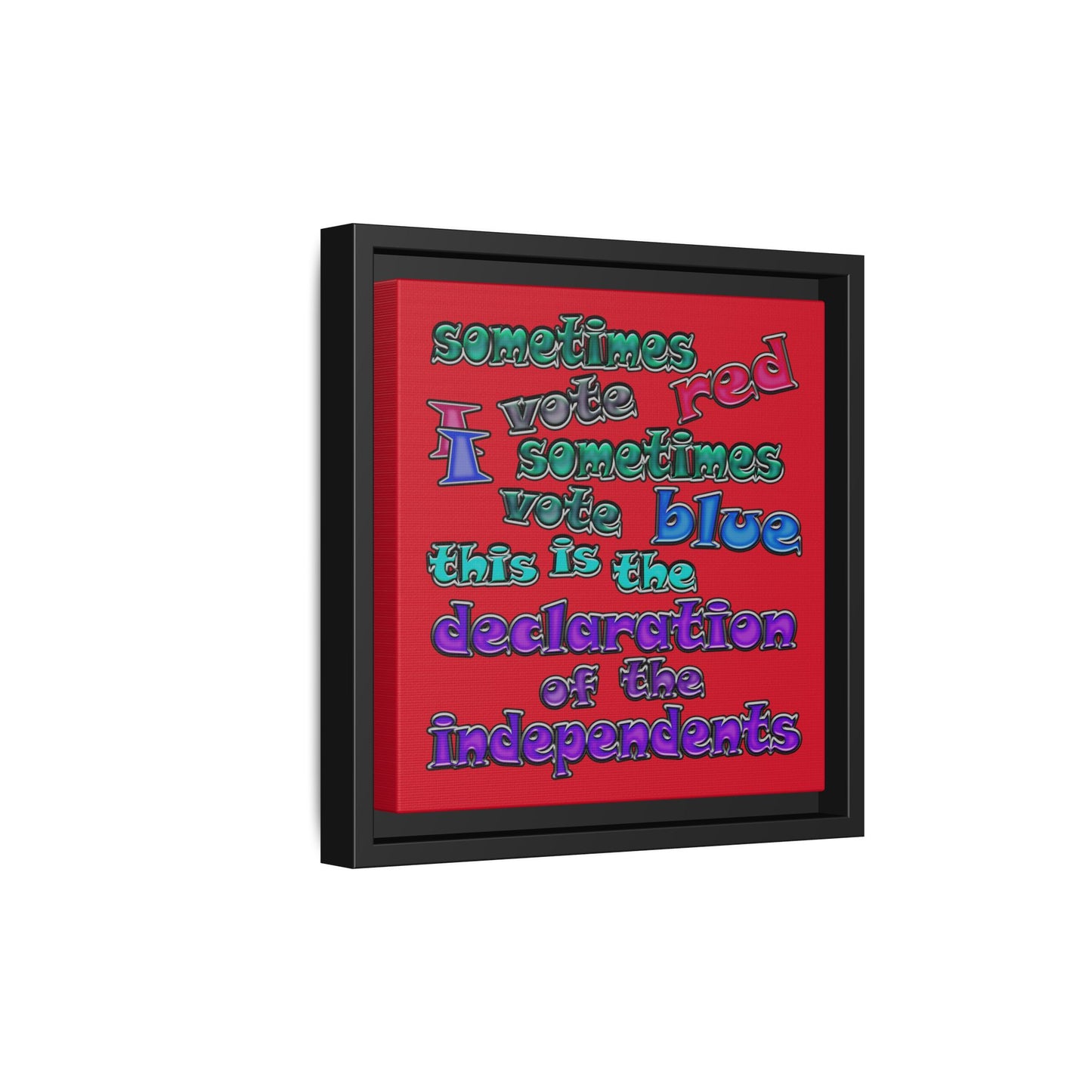 declaration of the independents - framed canvas art (dark red)