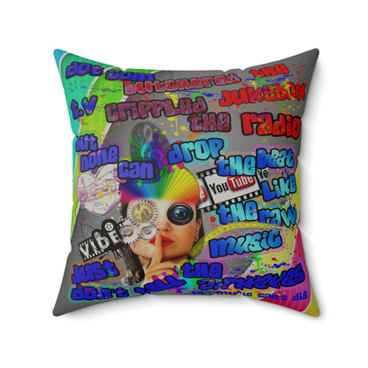 drop the beat - Faux Suede Square Pillow - (rainbow split)