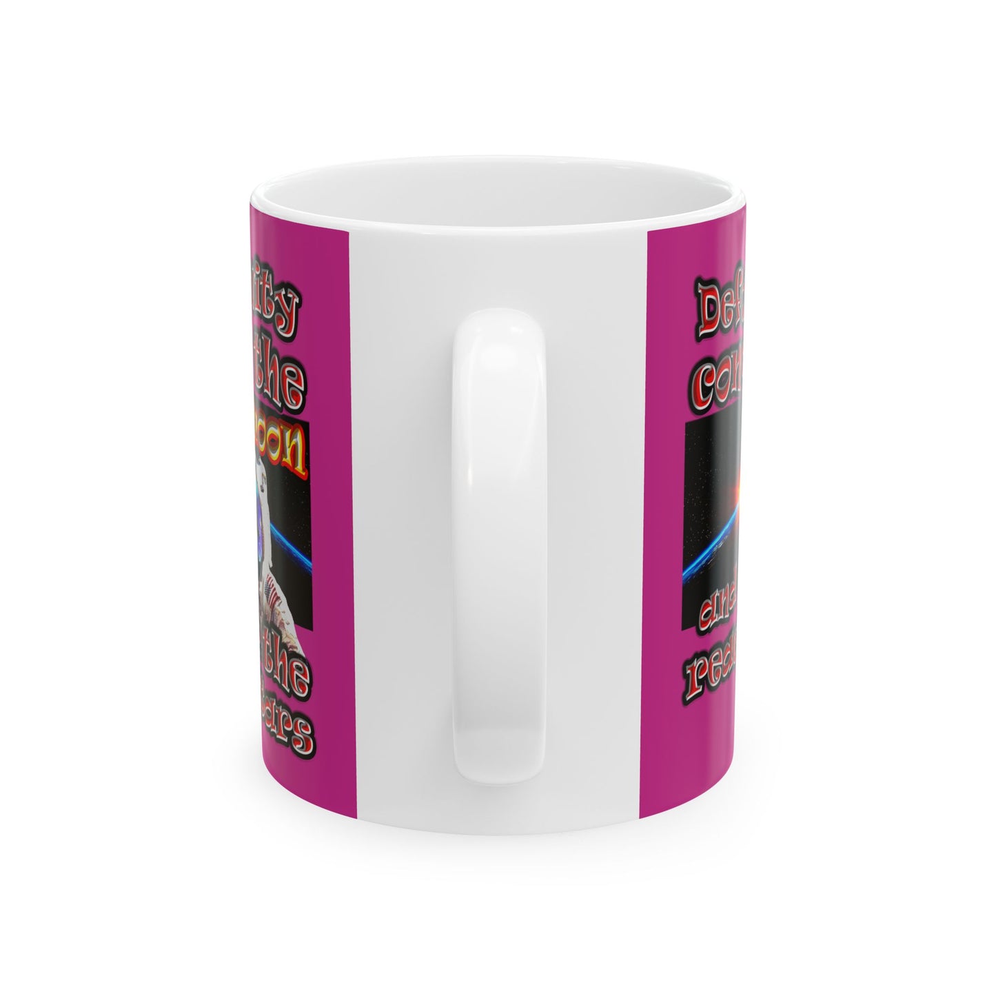 defy conquer reach - White Mug (pink)