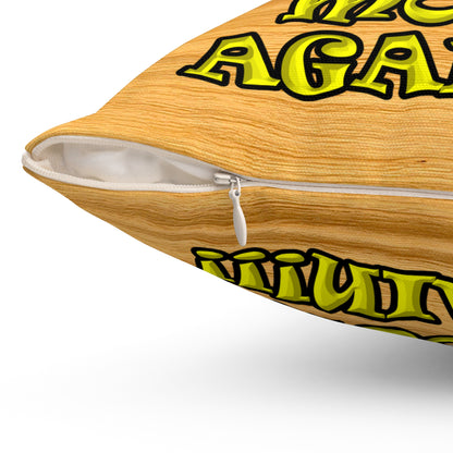 shoot the moon again - Spun Polyester Square Pillow - (butterscotch wood finish)