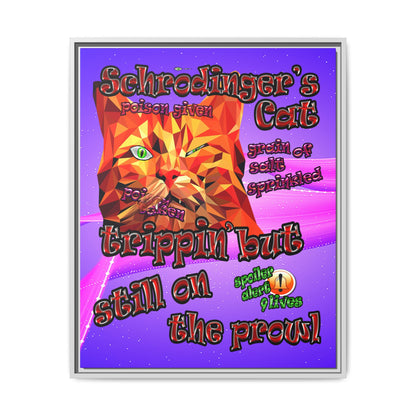 schrodinger's cat - framed canvas art (purple-pink wave)