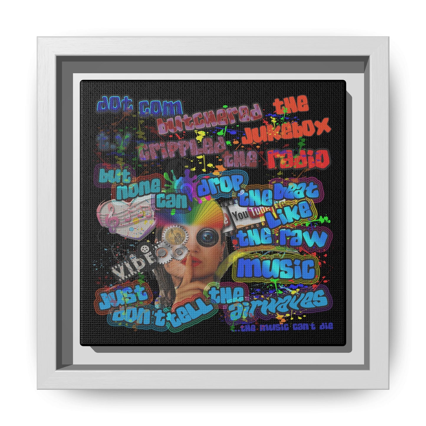 drop the beat - framed canvas art (black)