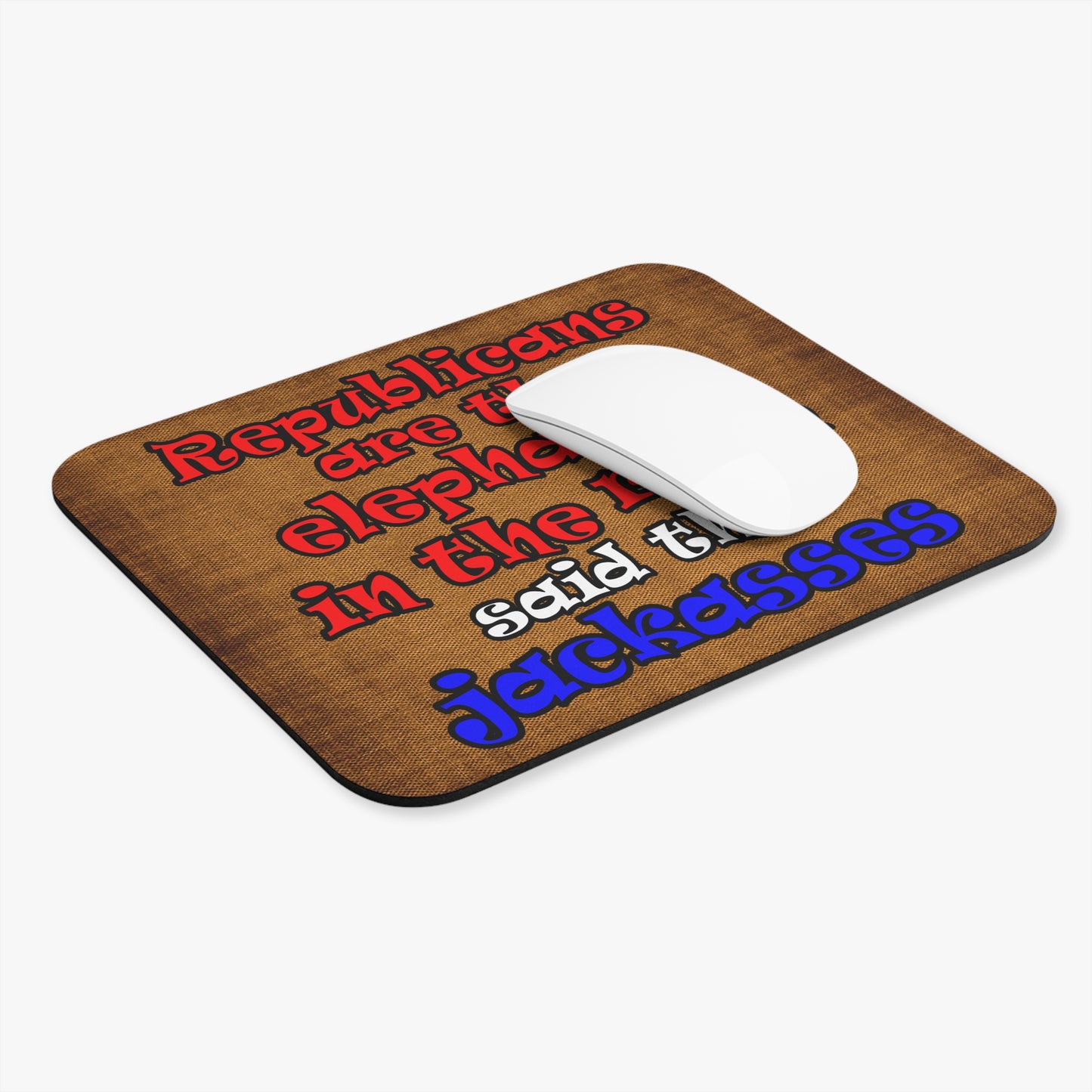 donkeys and elephants - Mouse Pad (Rectangle) (brown papyrus)