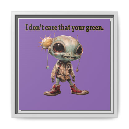 I don't care that your green - framed canvas art (light purple)