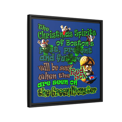 christmas spirits of boston - framed canvas art (dark blue)