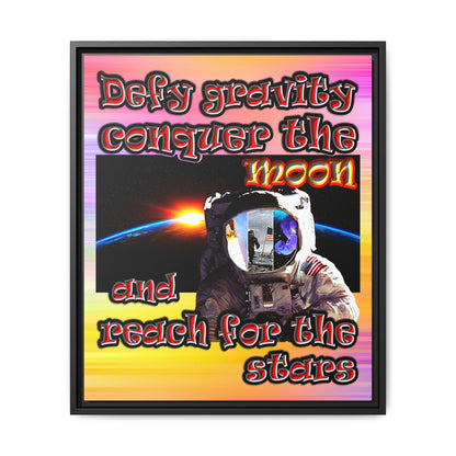defy conquer reach - framed canvas art (color blur)