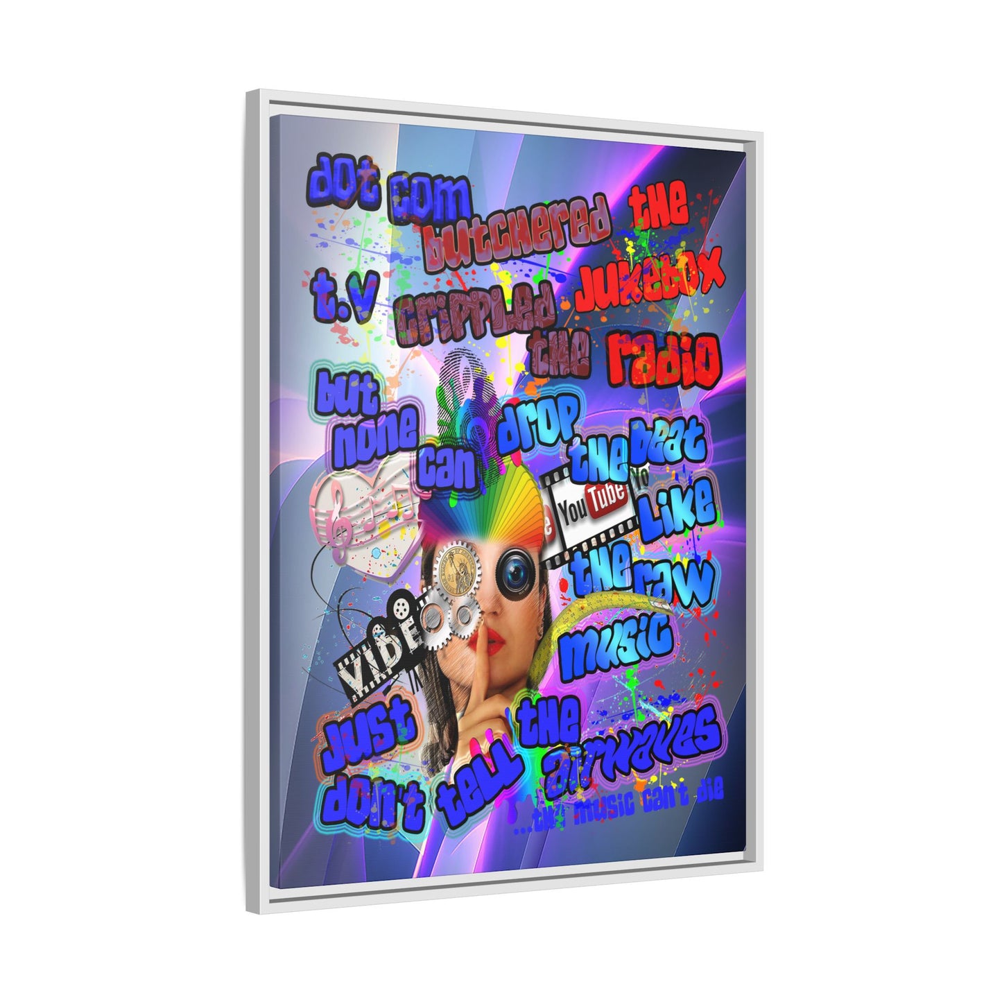 drop the beat - framed canvas art (grey-pink wave)