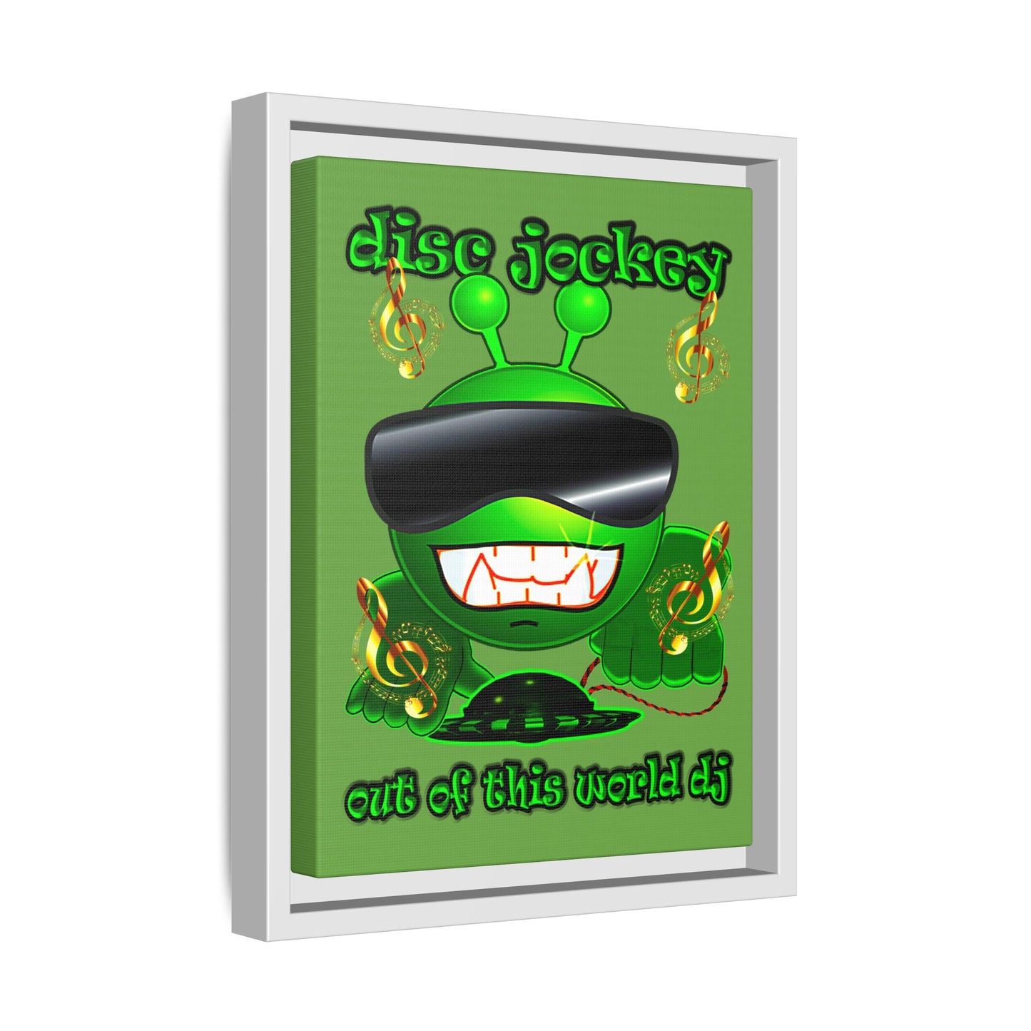 disc jockey - framed canvas art (green)