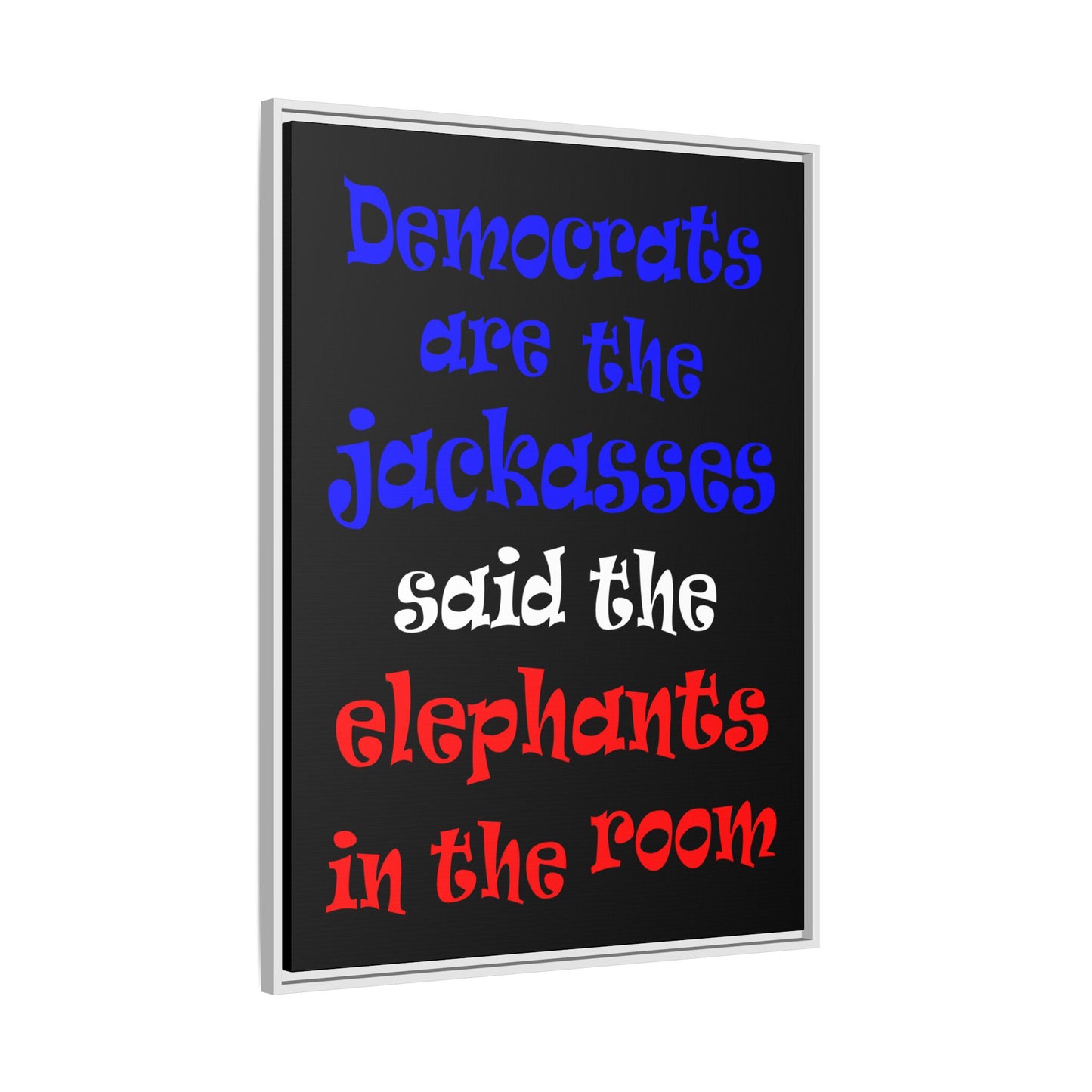 donkeys and elephants - framed canvas art (black)
