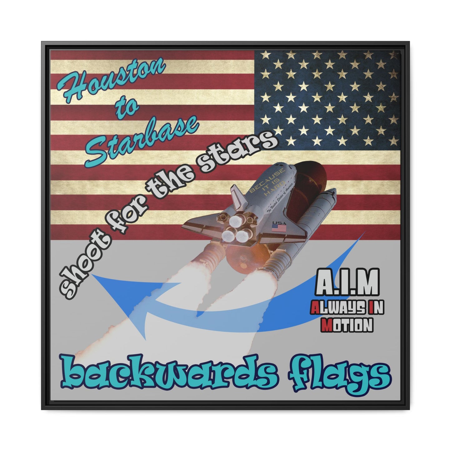 shoot for the stars - framed canvas art (light grey)