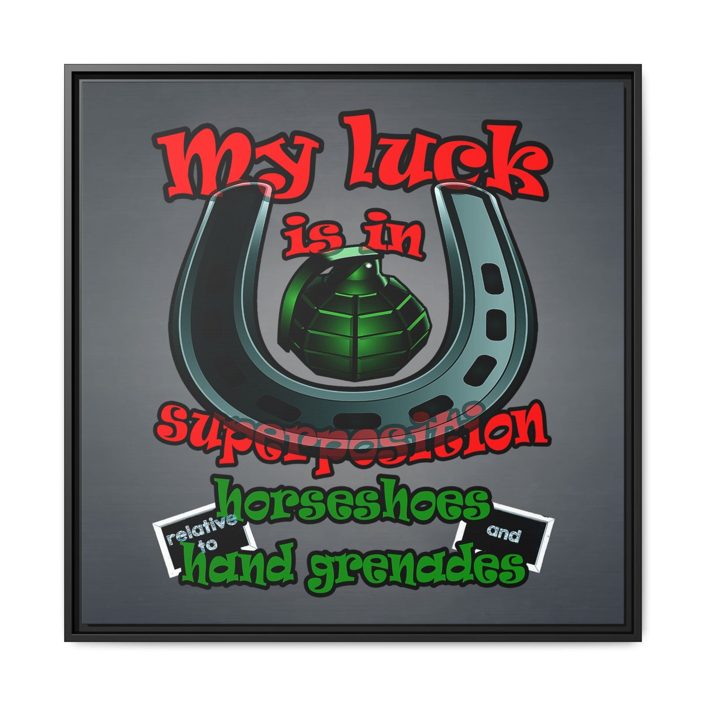 my luck - framed canvas art (grey-light grey)