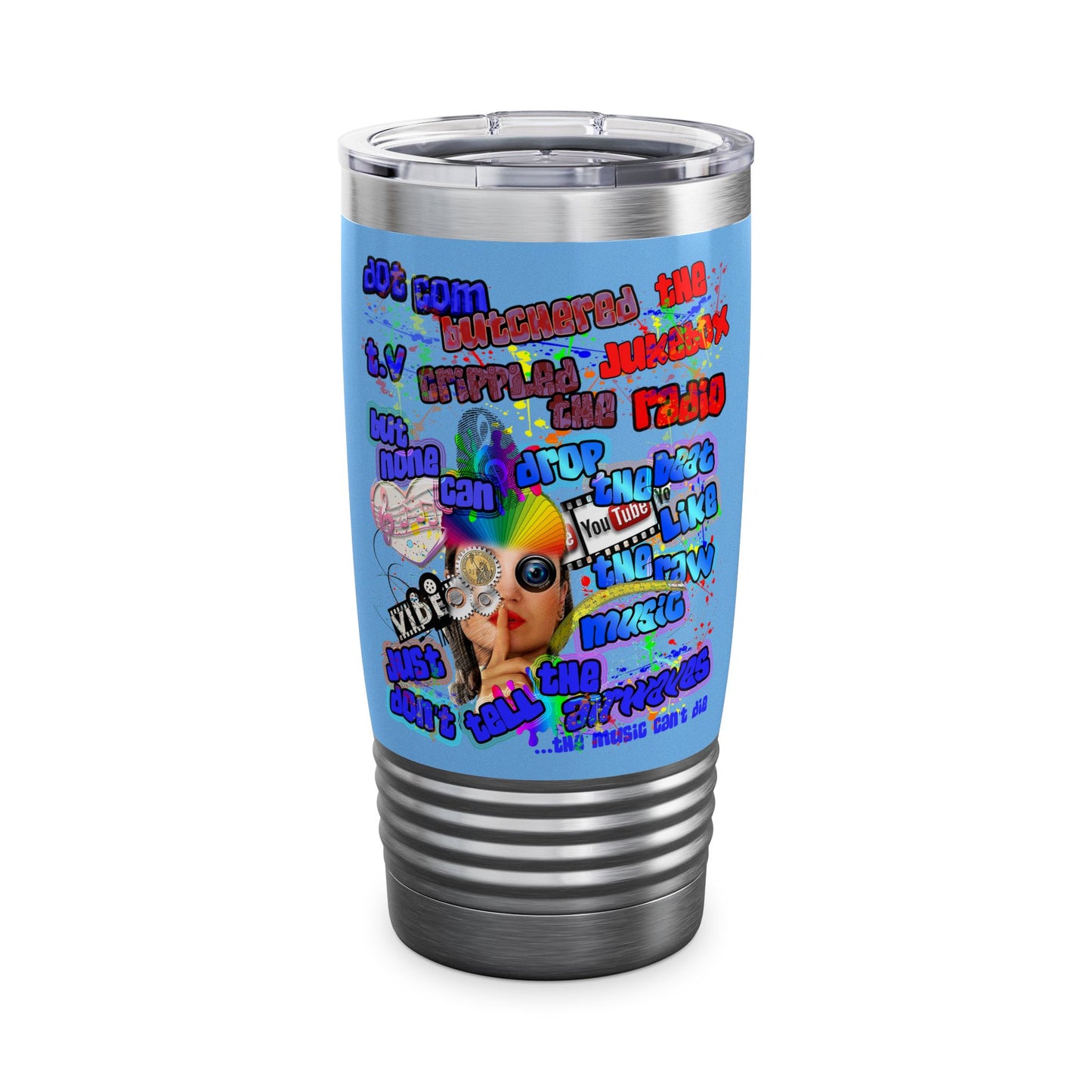 drop the beat - Ringneck Tumbler, 20oz (light blue)