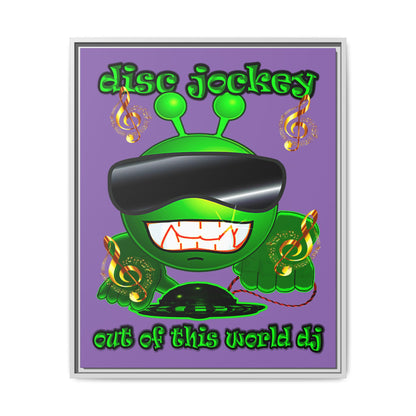 disc jockey - framed canvas art (light purple)