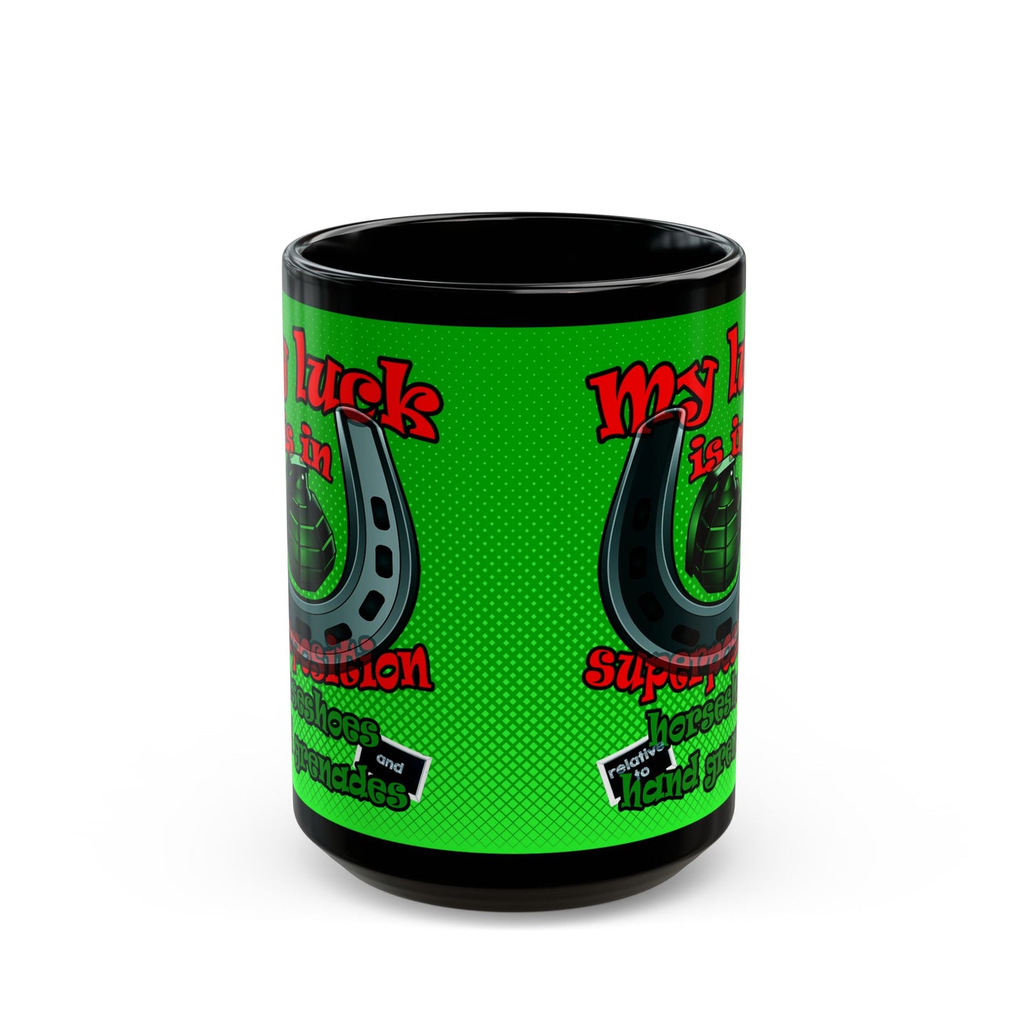 my luck - Black Mug (logo green)