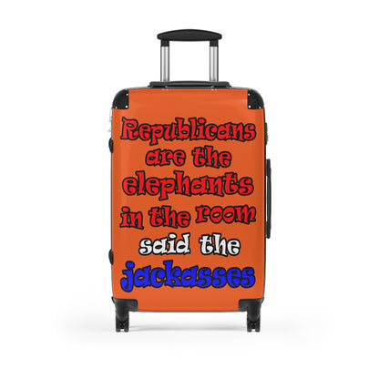 donkeys and elephants - Suitcase (orange)