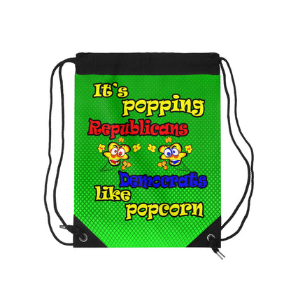 popping like popcorn - Drawstring Bag (logo green)