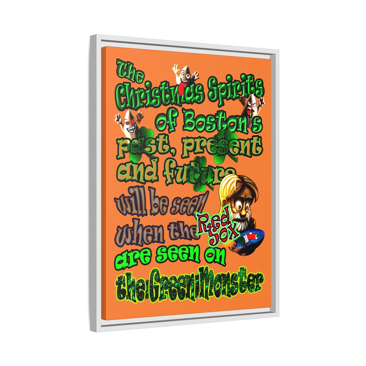 christmas spirits of boston - framed canvas art (crusta)