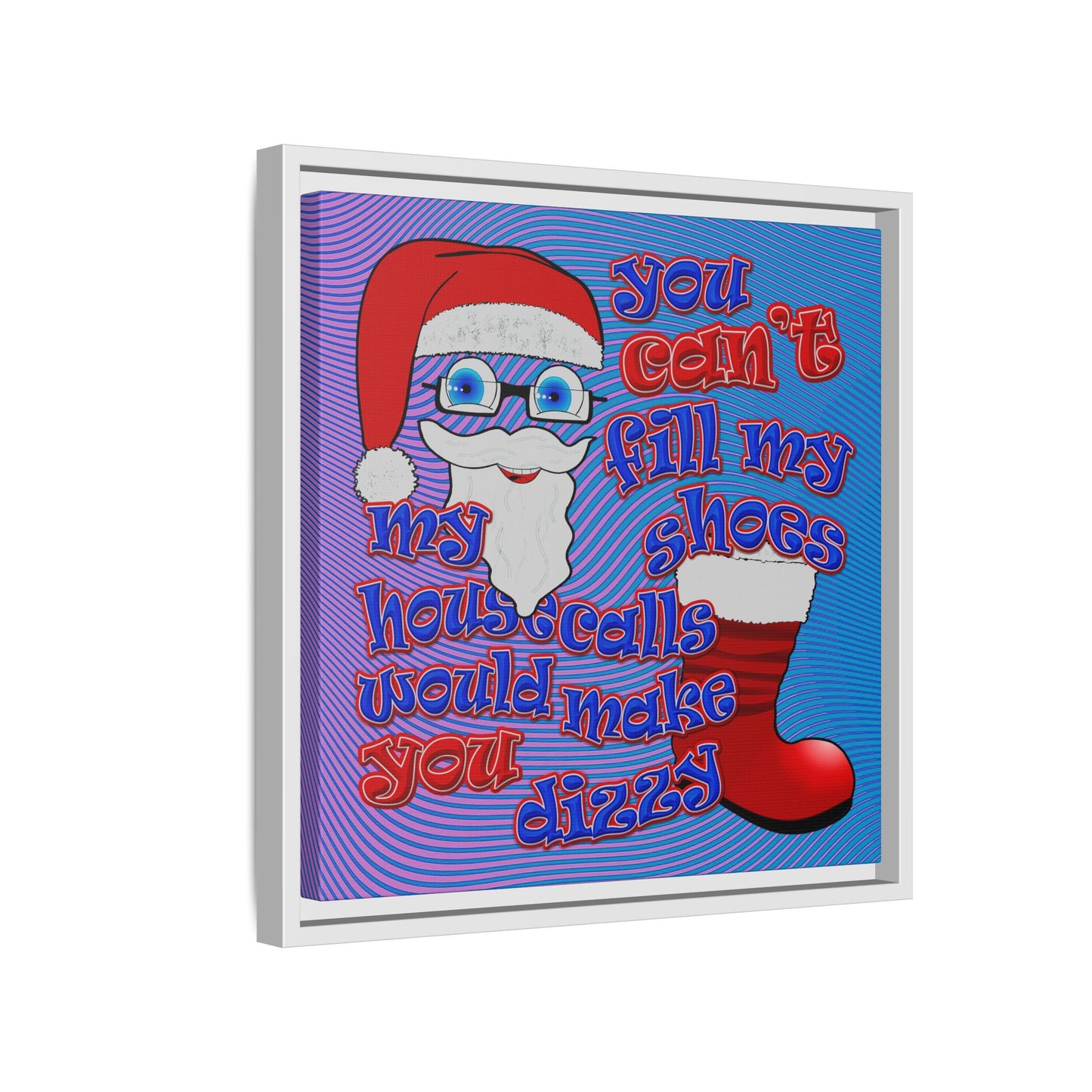 santa's shoes - framed canvas art (light blue-purple wave)